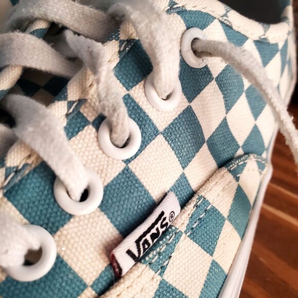 Vans Blue & White Checkerboard Canvas Lace-Up Sneakers Skateboard Mens Size 9.5 - Picture 6 of 15